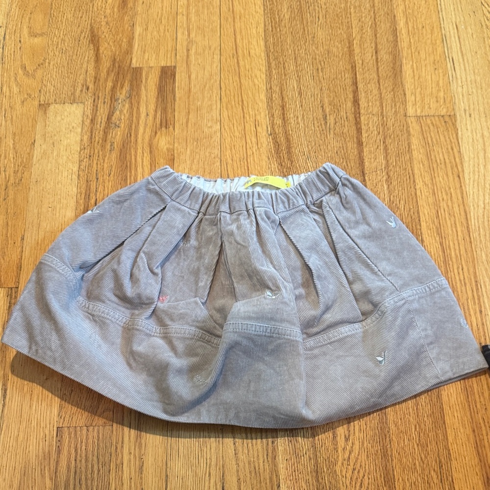 Crewcuts Everday Gray Brown Kids Corduroy Skirt Embroidered Detailing Size 3